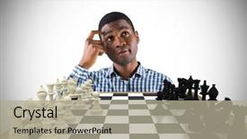  Presentation with chessboard - Amazing presentation theme having chess pieces head knights - composite image of thinking casual backdrop and a mint green colored foreground