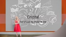  Presentation with red grey - Audience pleasing slide set consisting of composite image of thoughtful blonde wearing red dress against grey card backdrop and a light gray colored foreground