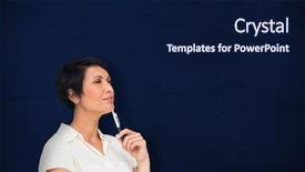  Presentation with navy blue - PPT theme featuring composite image of thoughtful businesswoman against navy blue background and a navy blue colored foreground