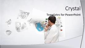  Presentation with classy - Slide set featuring composite image of thoughtful classy businessman looking away background and a sky blue colored foreground