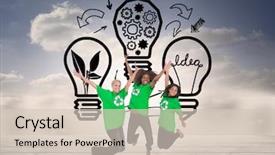  Presentation with three legged stool - Theme enhanced with composite image of three enviromental background and a soft green colored foreground