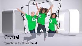  Presentation with three step - PPT theme having composite image of three enviromental background and a light gray colored foreground