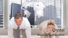  Presentation with composite - Colorful slide set enhanced with composite image of two business backdrop and a coral colored foreground