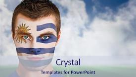  Presentation with football blue - Slide set having composite image of uruguay football background and a sky blue colored foreground