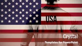  Presentation with team player - Presentation theme featuring composite image of usa football background and a tawny brown colored foreground