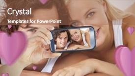  Presentation with valentines - PPT theme enhanced with composite image of valentines couple taking a selfie background and a tawny brown colored foreground