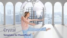  Presentation with dance - Presentation theme with position grid - composite image of woman doing background and a lemonade colored foreground