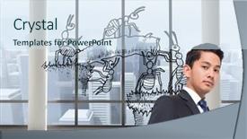  Presentation with ants - PPT theme featuring composite image of working ants background and a sky blue colored foreground