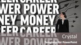  Presentation with hip - Amazing PPT layouts having composite image of young businesswoman standing with hand on hip against black wall backdrop and a gray colored foreground