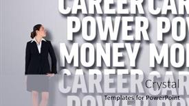 Presentation with hip - Amazing theme having composite image of young businesswoman standing with hand on hip against grey vignette backdrop and a light gray colored foreground