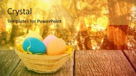  Presentation with easter basket - Beautiful presentation featuring solid shapes - colorful easter eggs in wicker backdrop and a yellow colored foreground