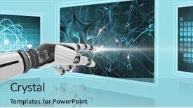  Presentation with medical robot - Theme with composite of 3d robot arm background and a light blue colored foreground
