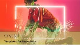  Presentation with kneeling - Slide deck enhanced with composite-of-african-american-female background and a yellow colored foreground