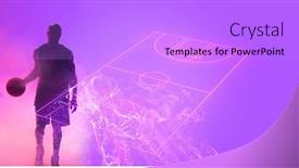 Presentation with basketball court - Theme featuring composite-of-african-american-player background and a lilac colored foreground