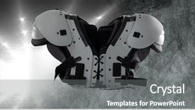  Presentation with football lights - PPT theme featuring composite of american football gear background and a gray colored foreground