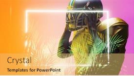  Presentation with football competition - Slide set featuring composite-of-american-football-player background and a  colored foreground