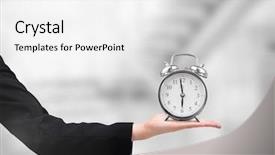  Presentation with clock - Audience pleasing theme consisting of composite of arm holding clock backdrop and a white colored foreground