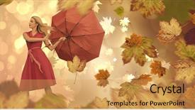  Presentation with blowing leaves - Audience pleasing presentation theme consisting of composite of autumn leaves blowing backdrop and a yellow colored foreground