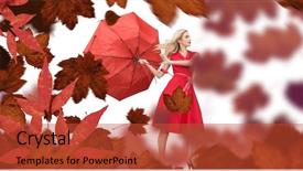  Presentation with blowing leaves - PPT theme enhanced with composite of autumn leaves blowing background and a red colored foreground