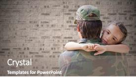  Presentation with electronics motherboard digital chip tech - Audience pleasing PPT theme consisting of composite of back of soldier backdrop and a gray colored foreground