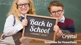  Presentation with back school - Beautiful slide set featuring composite of back to school backdrop and a tawny brown colored foreground