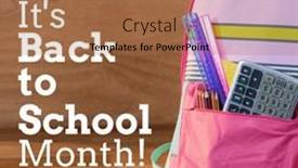  Presentation with colored pencils - PPT theme featuring composite-of-backpack-with-colored background and a coral colored foreground