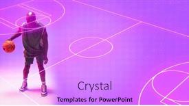  Presentation with basketball court - Theme having composite-of-bald-african-american background and a lilac colored foreground