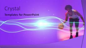  Presentation with abstract wave - Presentation with composite-of-biracial-basketball-player background and a  colored foreground