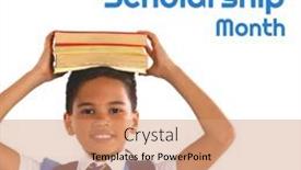  Presentation with scholarship education - PPT layouts with composite-of-biracial-boy-carrying background and a coral colored foreground