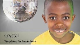  Presentation with disco ball - Presentation enhanced with composite of boy against grey background and a yellow colored foreground