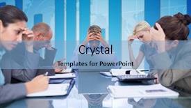  Presentation with blue business - Slide deck featuring composite of business team seating background and a light blue colored foreground