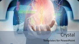  Presentation with sleep digital media - Presentation design consisting of composite of businessman presenting medical background and a  colored foreground