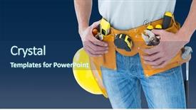  Presentation with navy food service - PPT layouts having composite of carpenter against navy background and a ocean colored foreground