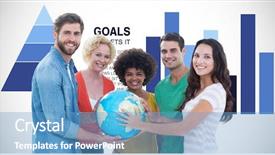  Presentation with business casual - Beautiful slide deck featuring composite of casual business people backdrop and a teal colored foreground