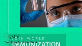  Presentation with medical vaccine - Slides with composite-of-caucasian-female-doctor background and a  colored foreground