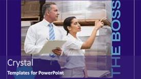  Presentation with hard work - Theme with composite-of-caucasian-male-boss and a navy blue colored foreground