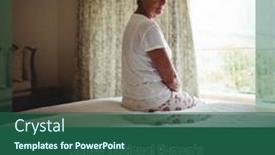  Presentation with retirement celebration - Presentation theme featuring composite-of-caucasian-senior-woman background and a ocean colored foreground