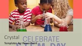  Presentation with education through technology - Presentation theme having composite-of-celebrate-stem-day background and a  colored foreground