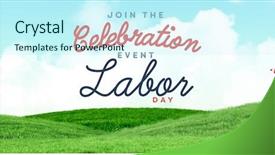  Presentation with labor - Beautiful slide set featuring composite of celebration labor day backdrop and a cool aqua colored foreground