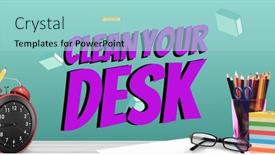  Presentation with space time - Presentation theme with composite-of-clean-your-desk background and a light blue colored foreground