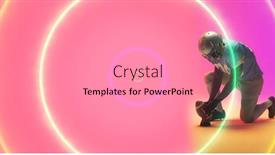  Presentation with colorful circles - Slide set consisting of composite-of-colorful-illuminated-circles background and a coral colored foreground