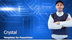  Presentation with security guard - Colorful slide set enhanced with composite of confident security guard backdrop and a cobalt blue colored foreground