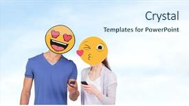  Presentation with composite - Colorful PPT layouts enhanced with composite of couple with emoji backdrop and a sky blue colored foreground