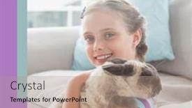  Presentation with home care - Presentation theme enhanced with composite-of-cute-caucasian-girl background and a coral colored foreground