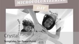  Presentation with togetherness - Slides having composite-of-diverse-female-volunteers background and a light gray colored foreground