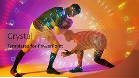  Presentation with abstract circles - PPT theme consisting of composite-of-diverse-male-players background and a red colored foreground