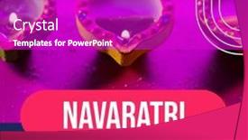  Presentation with goddess durga - PPT theme having composite-of-diyas-and-navaratri and a purple colored foreground