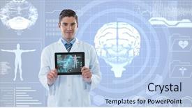  Presentation with safety workplace - PPT theme enhanced with composite of doctor showing medical background and a light blue colored foreground