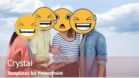  Presentation with human face set of faces - Presentation theme featuring composite of friends with smiley background and a red colored foreground