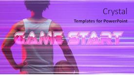 Presentation with composite - Presentation theme featuring composite-of-game-start-text background and a light blue colored foreground